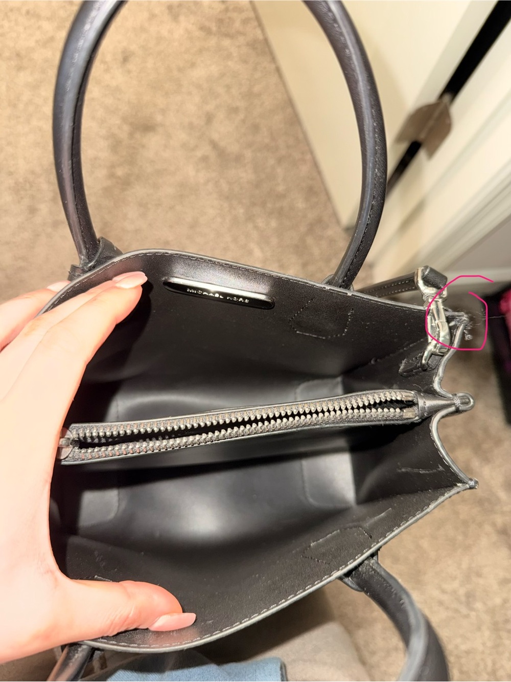 Michael Kors Black MK Logo Crossbody Tote - Picture 5 of 10